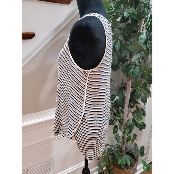 Theory Women's Blue & Yellow 100% Silk Sequin Sleeveless Top Blouse Size S/P - Picture 4 of 13